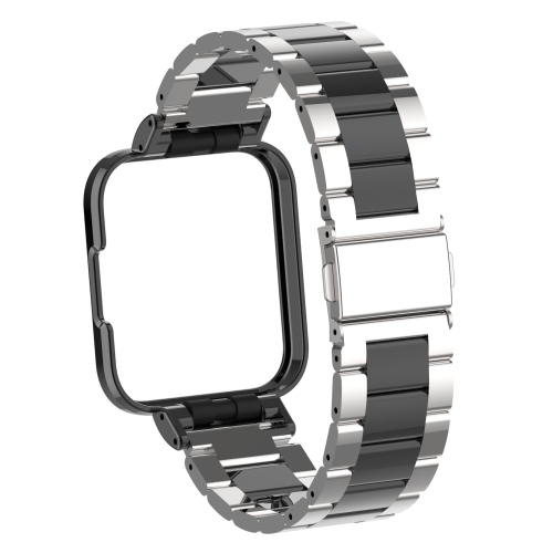 

For Xiaomi Redmi Watch 2 Three-Bead Metal Watchband(Silver+Black)