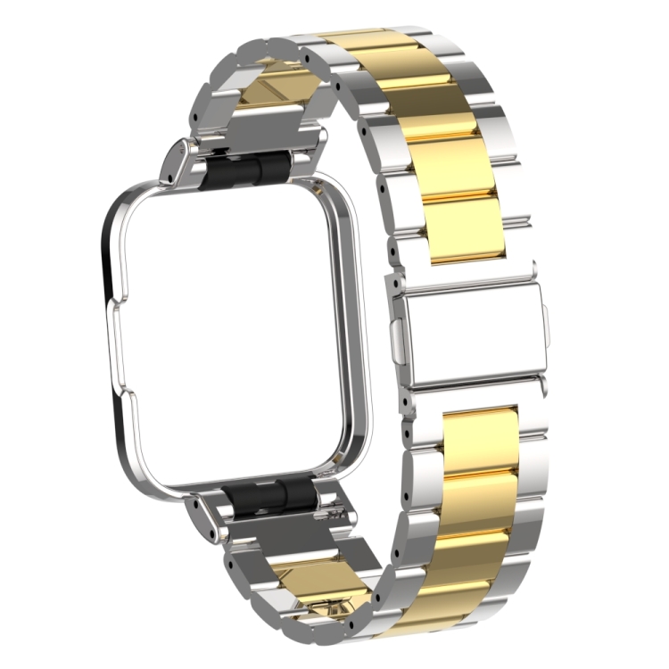 

For Xiaomi Redmi Watch 2 Three-Bead Metal Watchband(Silver+Gold)