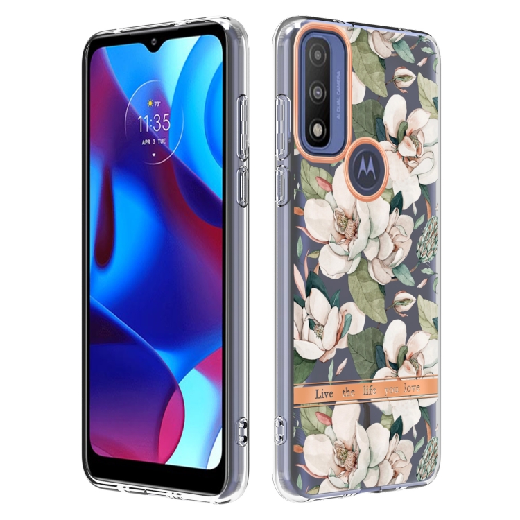 

For Motorola Moto G Pure Flowers and Plants Series IMD TPU Phone Case(Green Gardenia)