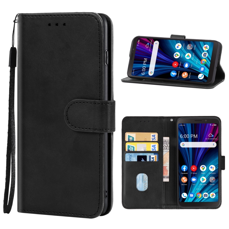 

Leather Phone Case For TCL A3X(Black)