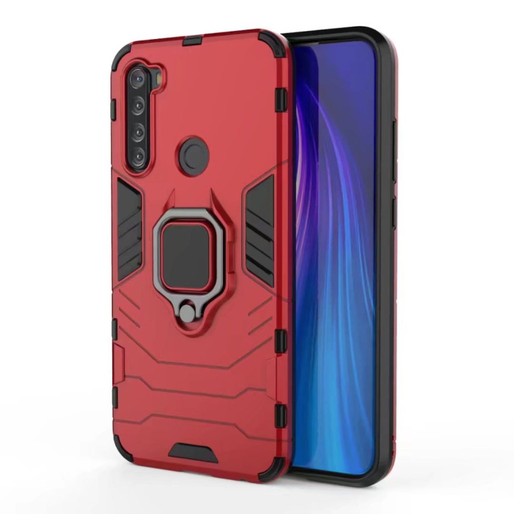 

For Xiaomi Redmi Note 8T PC + TPU Shockproof Protective Case with Magnetic Ring Holder(Red)