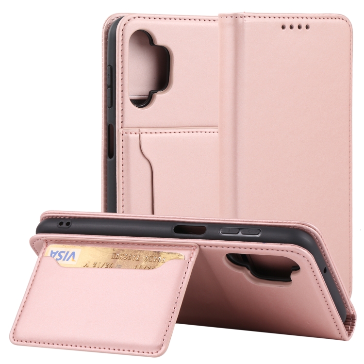 

For Samsung Galaxy A13 4G Strong Magnetism Liquid Feel Leather Phone Case(Rose Gold)