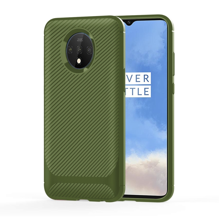 

For OnePlus 7T Carbon Fiber Texture Shockproof TPU Protective Case(Green)