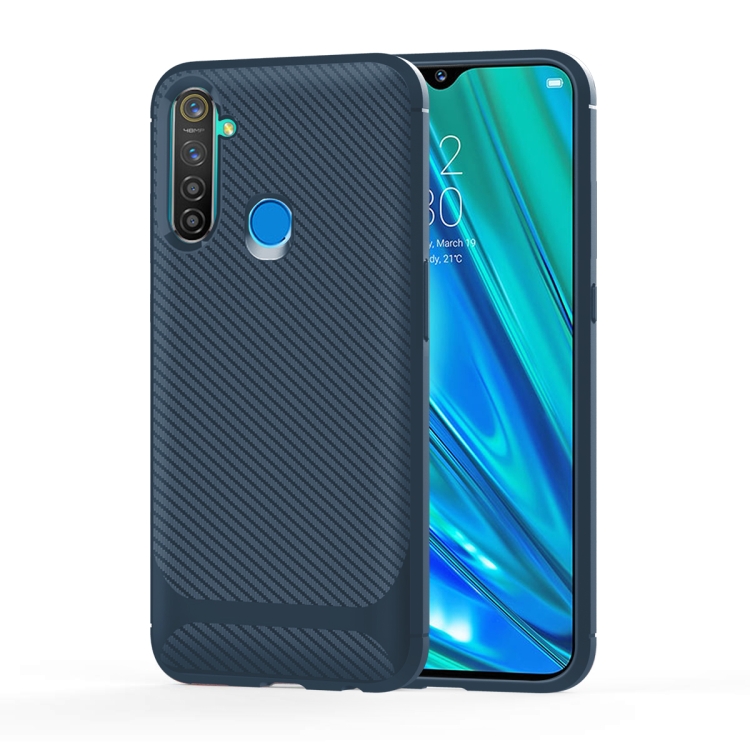 

For OPPO Realme 5 Pro Carbon Fiber Texture Shockproof TPU Protective Case(Blue)
