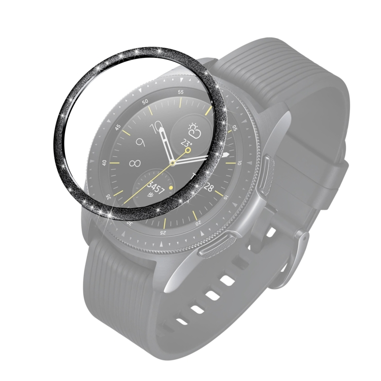 

For Samsung Galaxy Watch 46mm Glitter Powder Stainless Steel Bezel Ring(Black)
