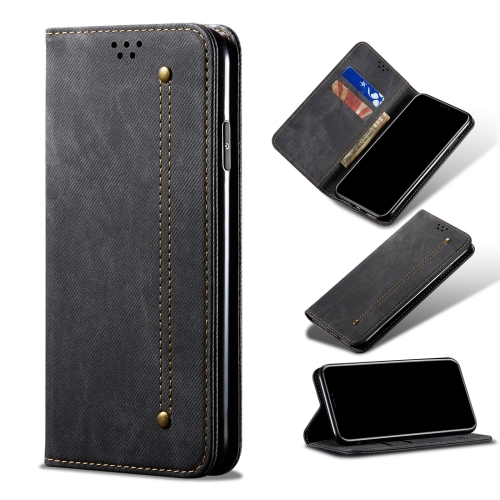 

For vivo S10e / V23e Denim Texture Casual Style Leather Phone Case(Black)