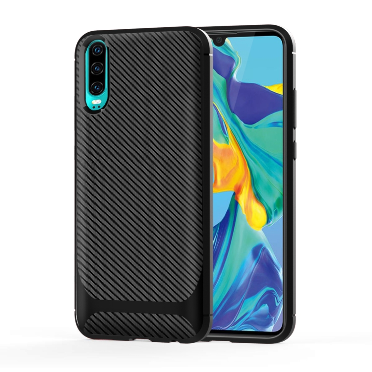 

For Huawei P30 Carbon Fiber Texture Shockproof TPU Protective Case(Black)