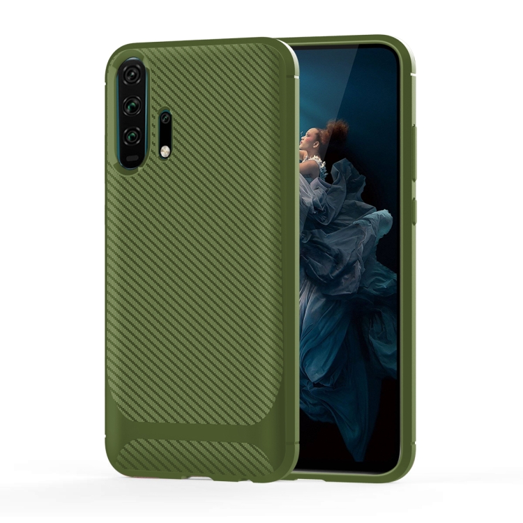 

For Huawei Honor 20 Pro Carbon Fiber Texture Shockproof TPU Protective Case(Green)