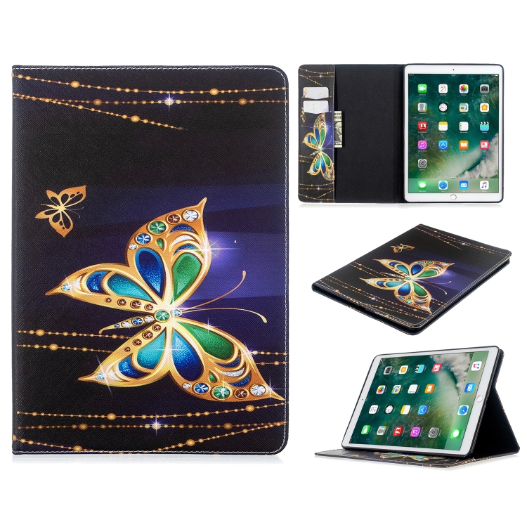 

For iPad 10.2 Colored Drawing Pattern Horizontal Flip PU Leather Case with Holder & Card Slots & Wallet(Big Butterfly)