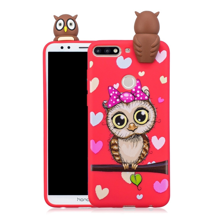 

For Huawei Honor 7C Shockproof Cartoon TPU Protective Case(Red Owl)