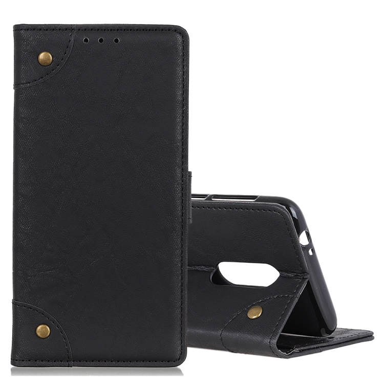 

For Xiaomi Redmi K30 Copper Buckle Retro Crazy Horse Texture Horizontal Flip Leather Case with Holder & Card Slots & Wallet(Black)