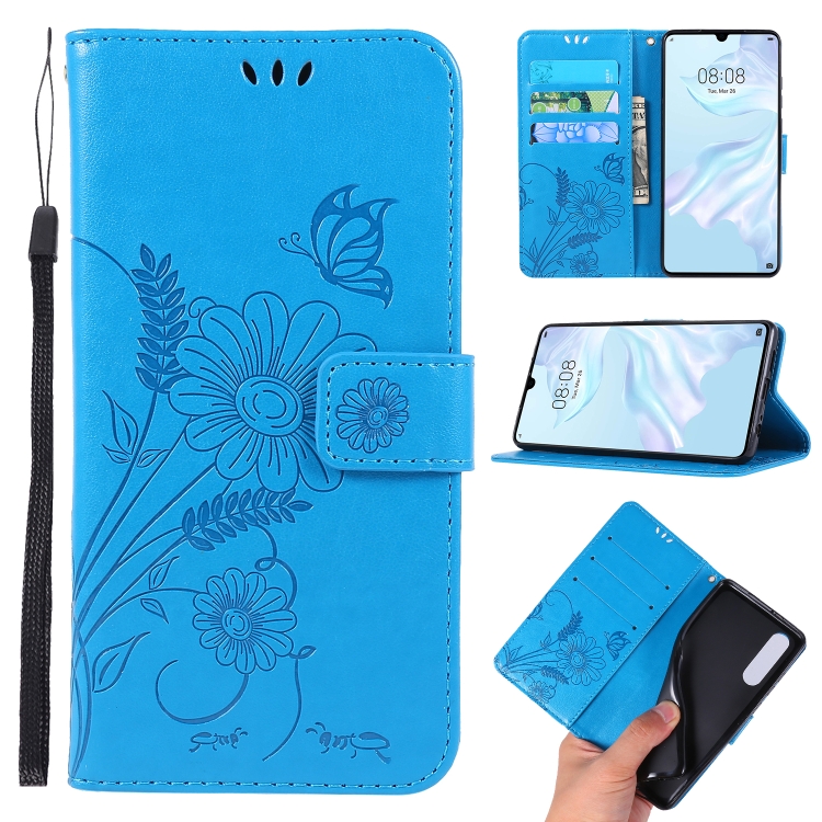 

For Huawei P30 Ant Dating Series Mobile Phone Leather Case with Stand & Card Slot & Wallet(Blue)