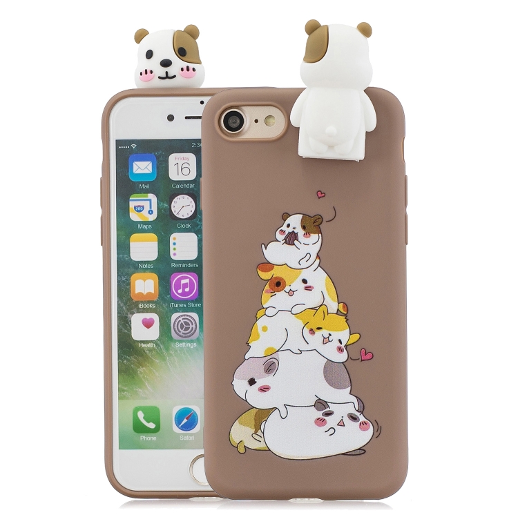 

For iPhone 7 / 8 Cartoon Shockproof TPU Protective Case with Holder(Hamsters)
