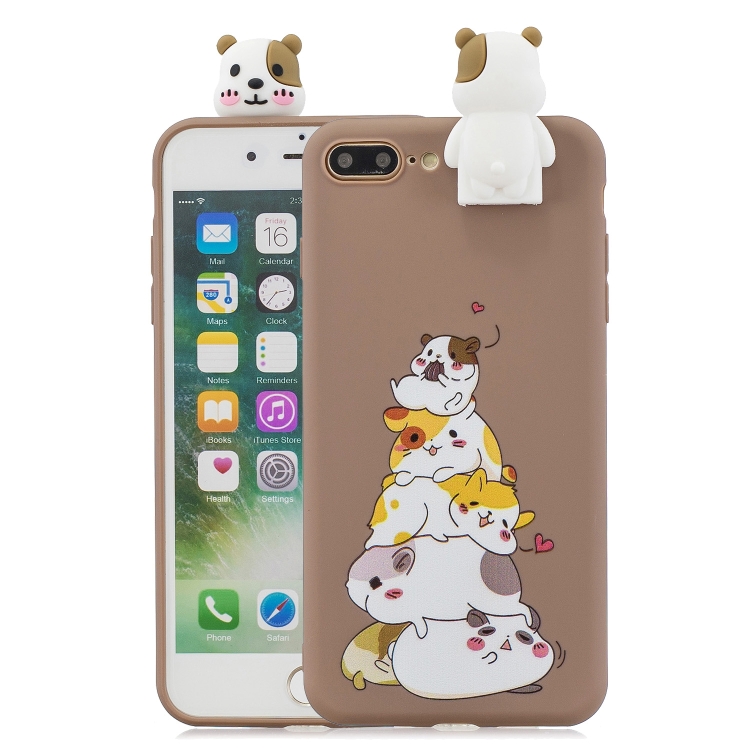 

For iPhone 7 Plus / 8 Plus Cartoon Shockproof TPU Protective Case with Holder(Hamsters)
