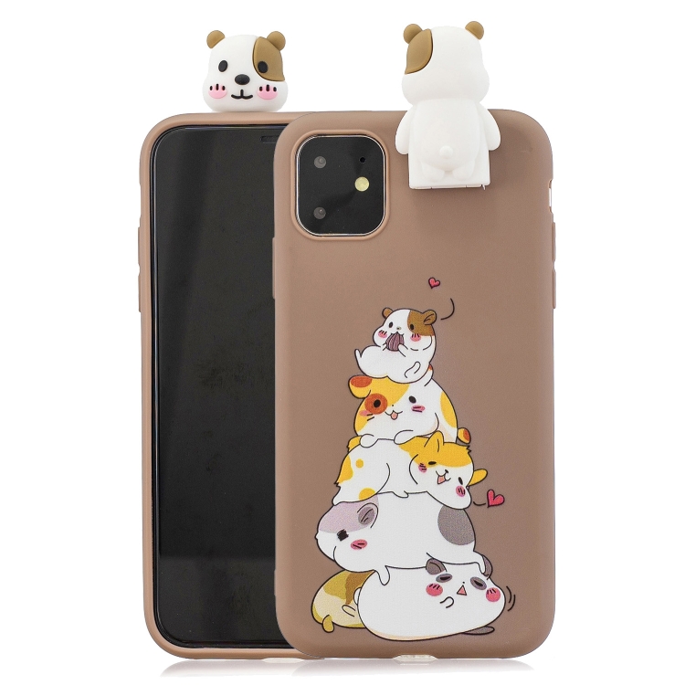 

For iPhone 11 Cartoon Shockproof TPU Protective Case with Holder(Hamsters)