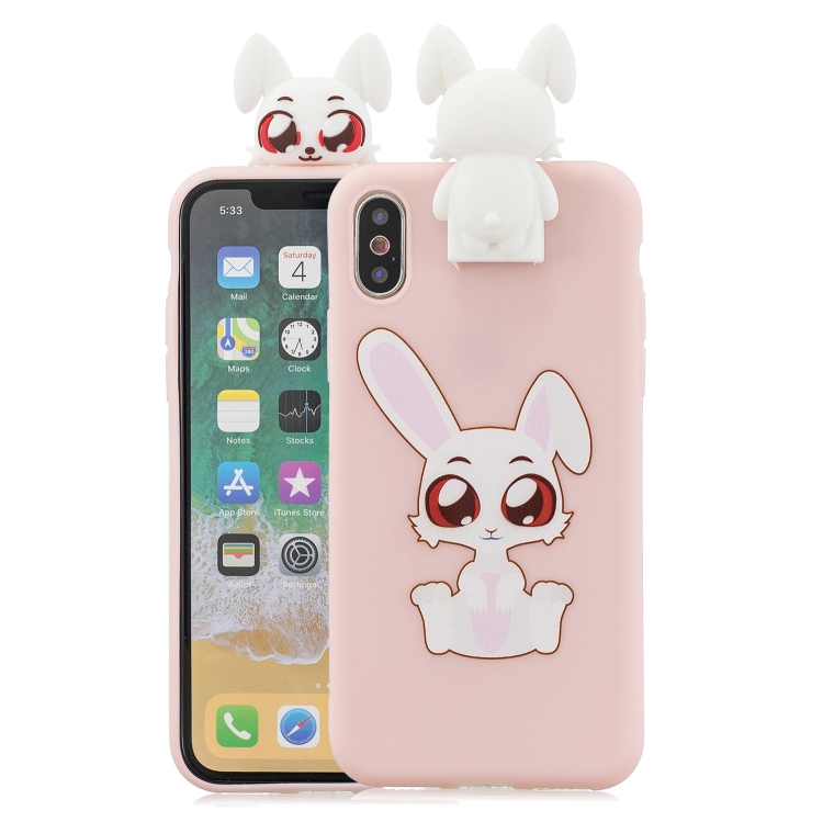 

For iPhone XS Max Cartoon Shockproof TPU Protective Case with Holder(Rabbit)