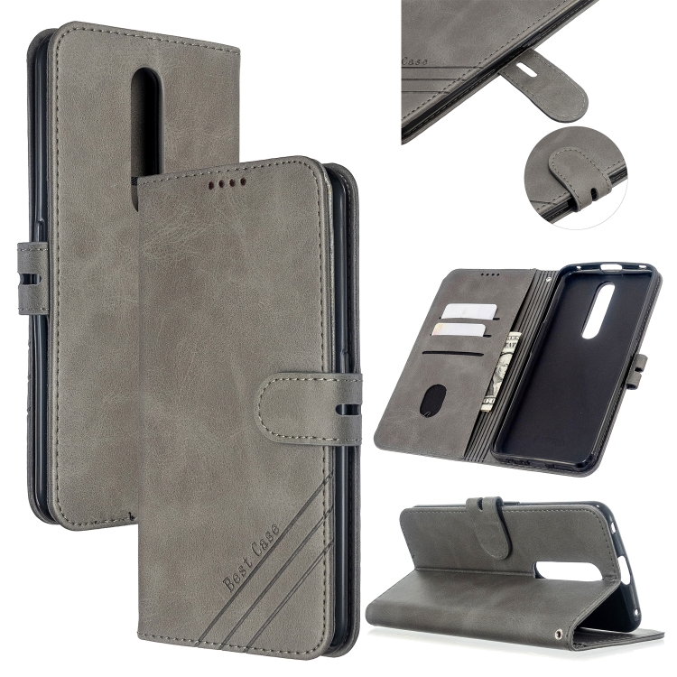 

For OPPO F11 Stitching Style 2-Color Cow Texture Horizontal Flip PU Leather Case with Holder & Card Slot & Lanyard(Gray)