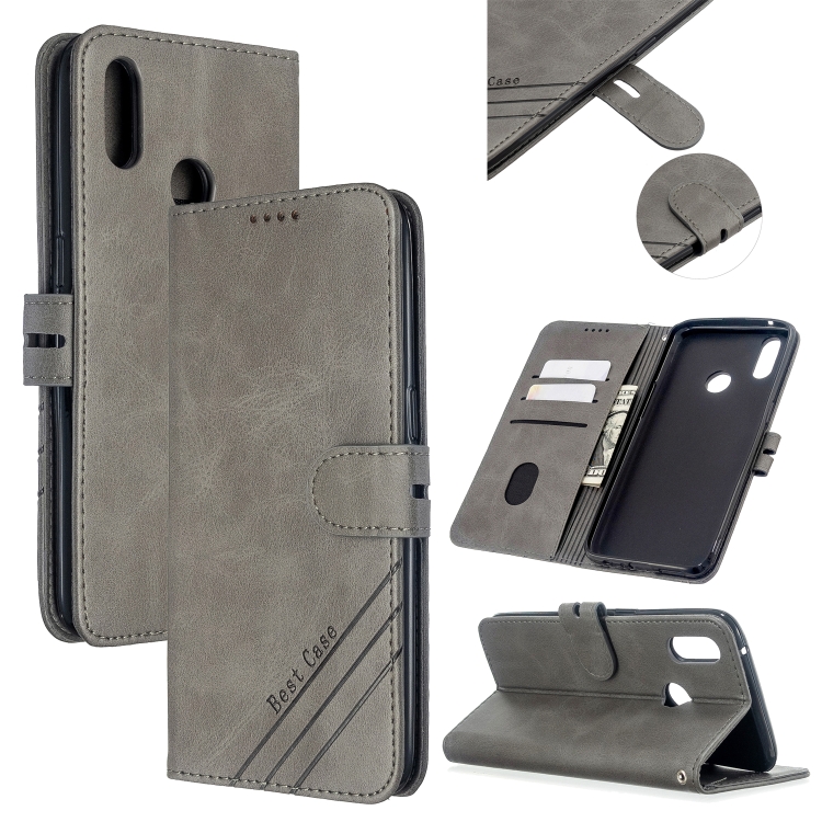 

For OPPO Realme 3 Pro Stitching Style 2-Color Cow Texture Horizontal Flip PU Leather Case with Holder & Card Slot & Lanyard(Gray)