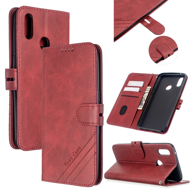 

For Realme 3 Pro Stitching Style 2-Color Cow Texture Horizontal Flip PU Leather Case with Holder & Card Slot & Lanyard(Red)