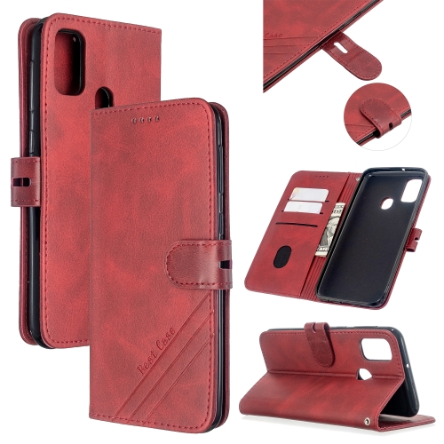 

For Galaxy M30s Stitching Style 2-Color Cow Texture Horizontal Flip PU Leather Case with Holder & Card Slot & Lanyard(Red)