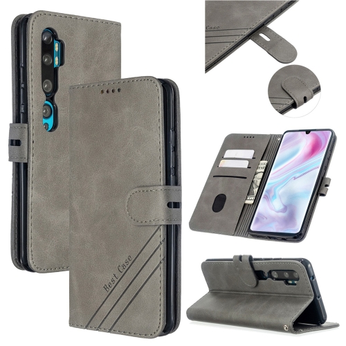 

For Xiaomi CC9 Pro / Note 10 Pro Stitching Style 2-Color Cow Texture Horizontal Flip PU Leather Case with Holder & Card Slot & Lanyard(Gray)