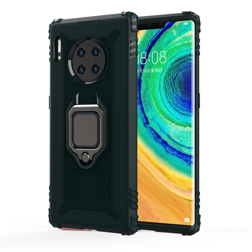 

For Huawei Mate 30 Pro Carbon Fiber Protective Case with 360 Degree Rotating Ring Holder(Green)