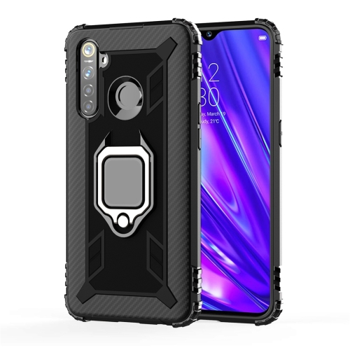 

For OPPO Realme 5 Pro Carbon Fiber Protective Case with 360 Degree Rotating Ring Holder(Black)