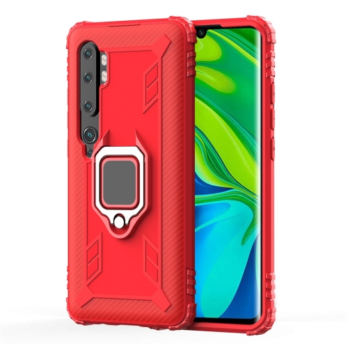 

For Xiaomi Mi CC9 Pro / Note 10 / Note 10 Pro Carbon Fiber Protective Case with 360 Degree Rotating Ring Holder(Red)