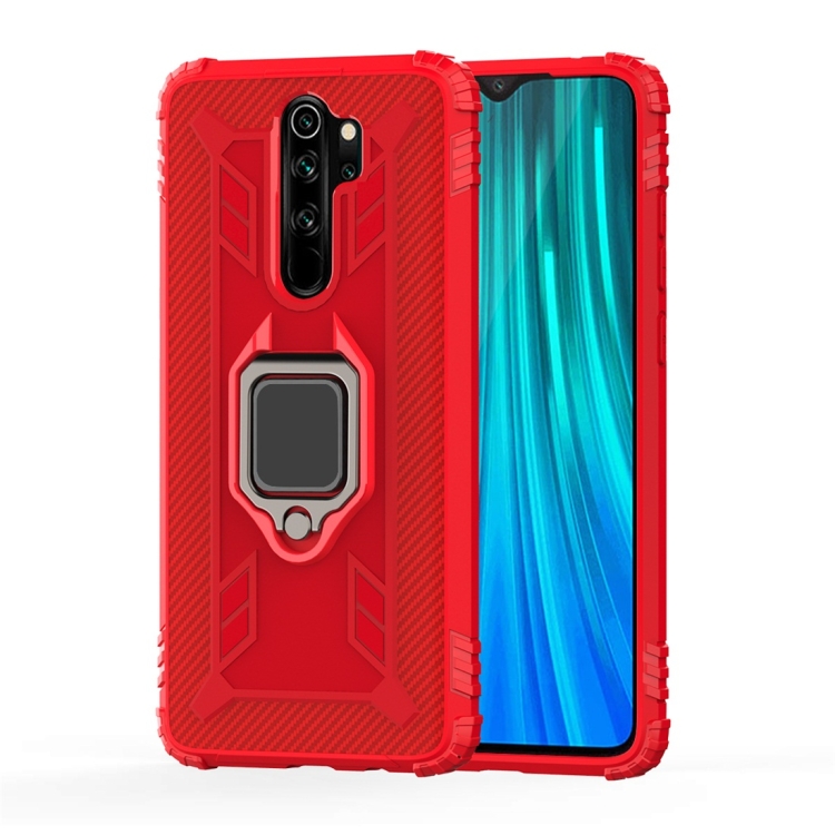 

For Xiaomi Redmi Note 8 Pro Carbon Fiber Protective Case with 360 Degree Rotating Ring Holder(Red)