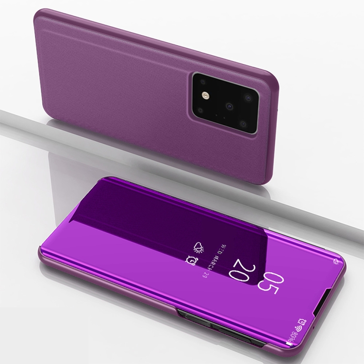 

For Galaxy S20 Ultra Plated Mirror Horizontal Flip Leather Case with Holder(Purple)