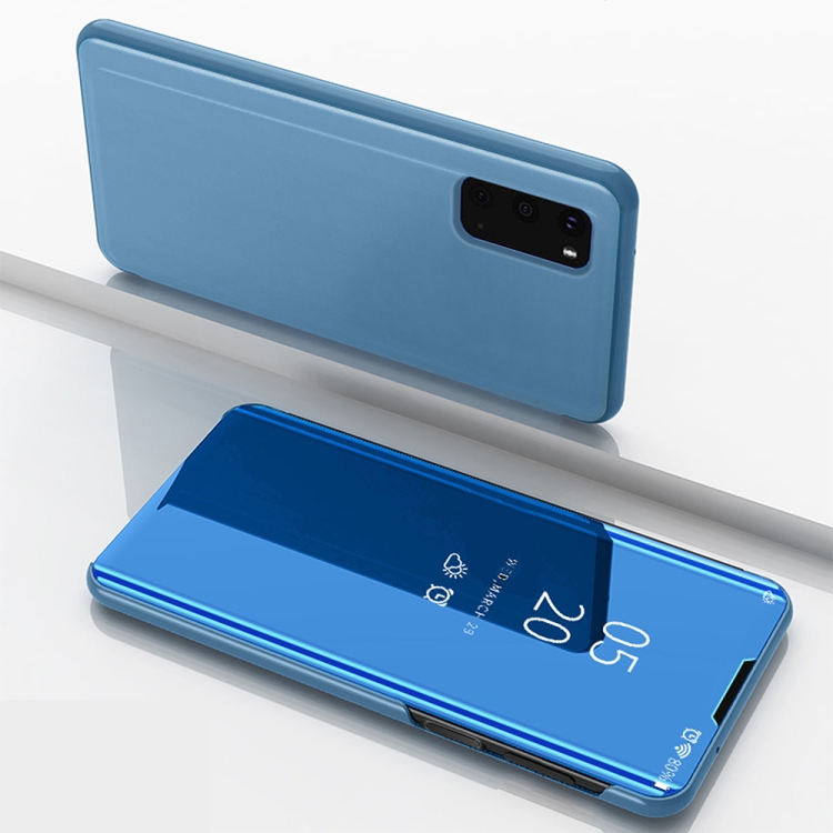 

For Galaxy S20 Plated Mirror Horizontal Flip Leather Case with Holder(Blue)