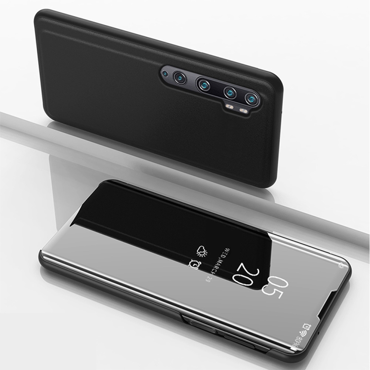 

For Xiaomi Mi Note10 / Note 10 Pro Plated Mirror Horizontal Flip Leather Case with Holder(Black)