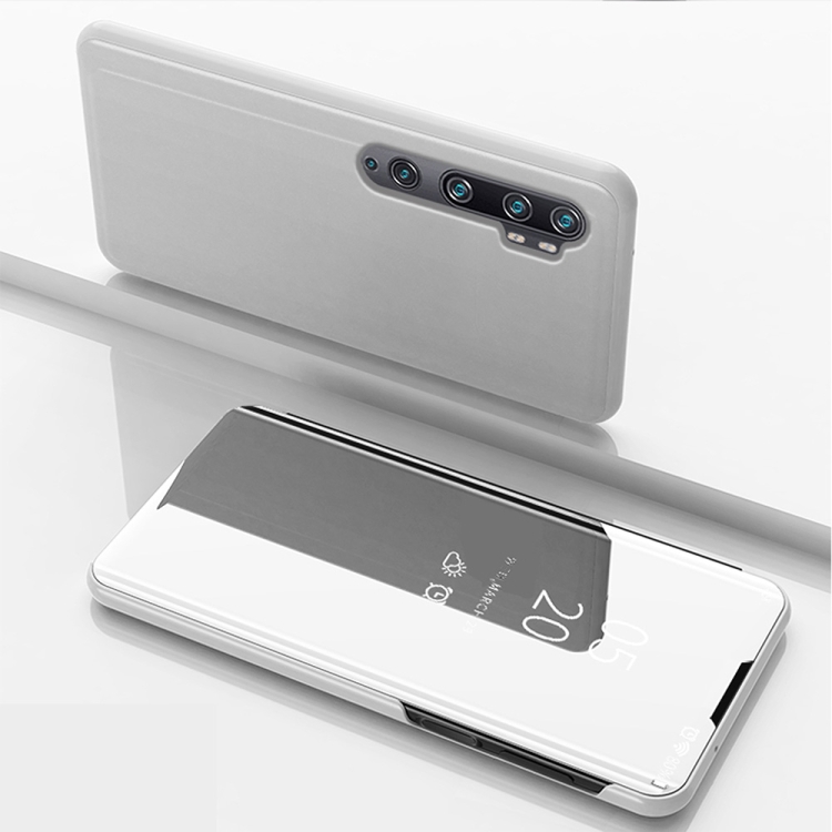 

For Xiaomi Mi Note10 / Note 10 Pro Plated Mirror Horizontal Flip Leather Case with Holder(Silver)