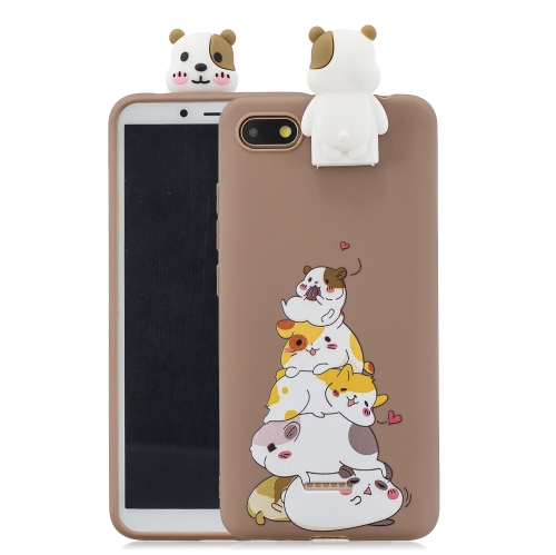 

For Xiaomi Redmi 6A Cartoon Shockproof TPU Protective Case with Holder(Hamsters)