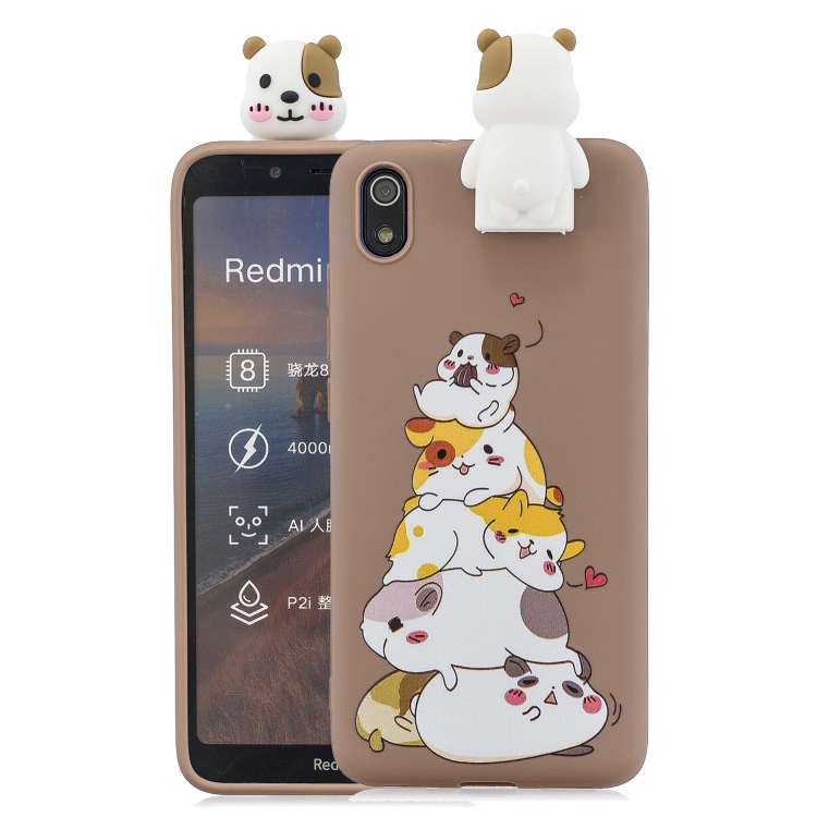 

For Xiaomi Redmi 7A Cartoon Shockproof TPU Protective Case with Holder(Hamsters)
