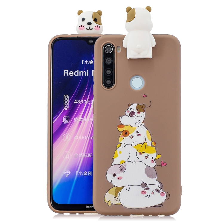 

For Xiaomi Redmi Note 8 Cartoon Shockproof TPU Protective Case with Holder(Hamsters)