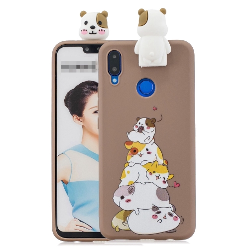 

For Huawei P20 Lite Cartoon Shockproof TPU Protective Case with Holder(Hamsters)