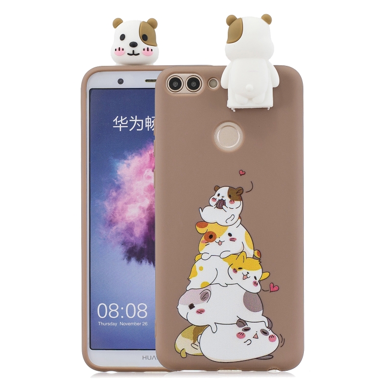 

For Huawei Honor 7C Cartoon Shockproof TPU Protective Case with Holder(Hamsters)