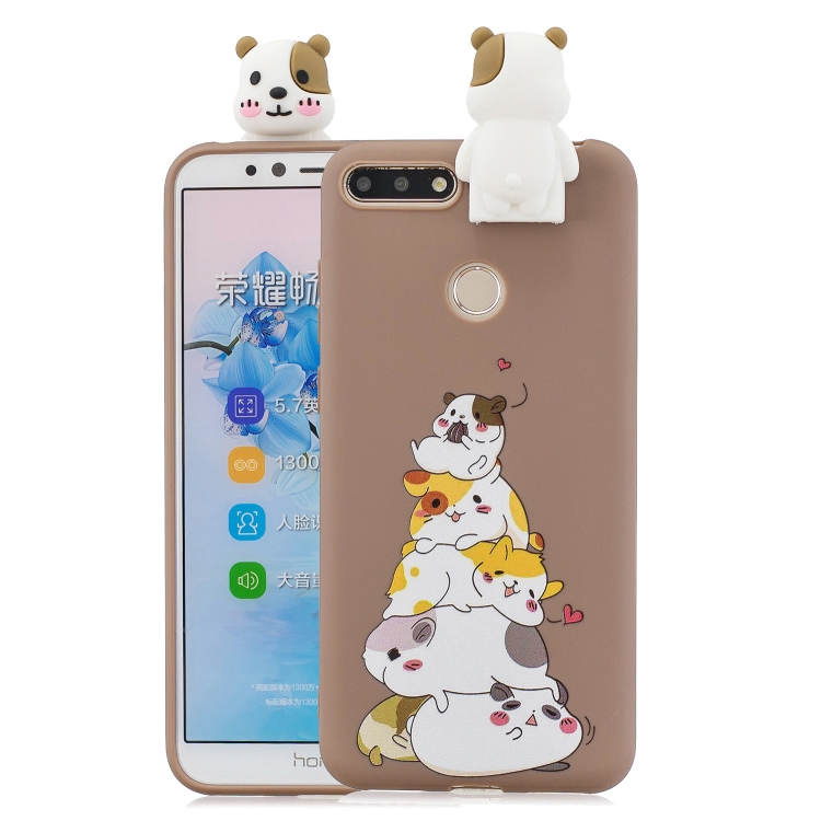 

For Huawei Honor 7A Cartoon Shockproof TPU Protective Case with Holder(Hamsters)