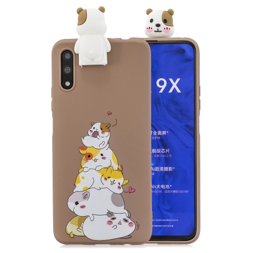 

For Huawei Honor 9X Cartoon Shockproof TPU Protective Case with Holder(Hamsters)