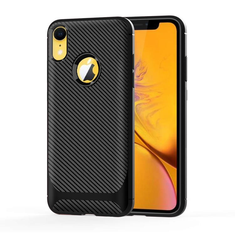 

For iPhone XR Carbon Fiber Texture Shockproof TPU Protective Case(Black)
