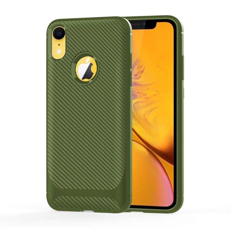 

For iPhone XR Carbon Fiber Texture Shockproof TPU Protective Case(Green)
