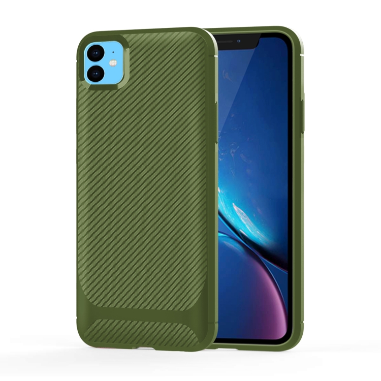 

For iPhone 11 Carbon Fiber Texture Shockproof TPU Protective Case(Green)