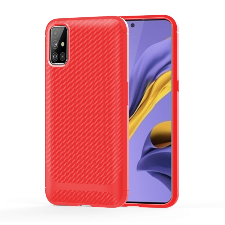 

For Galaxy A71 Carbon Fiber Texture Shockproof TPU Protective Case(Red)