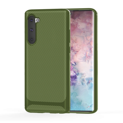 

For Galaxy Note 10 Carbon Fiber Texture Shockproof TPU Protective Case(Green)