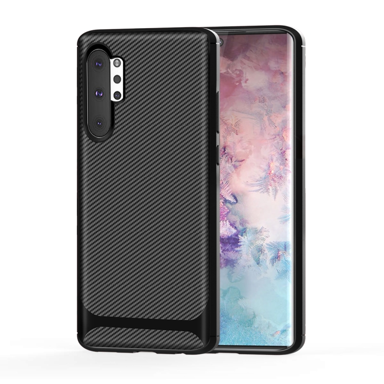 

For Galaxy Note 10+ Carbon Fiber Texture Shockproof TPU Protective Case(Black)