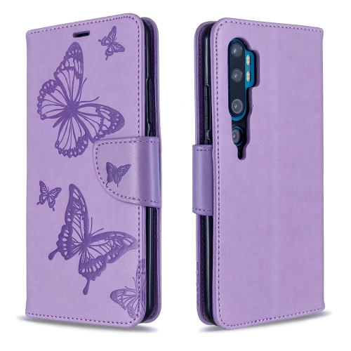 

For Xiaomi CC9 Pro / Note 10 / Note 10 Pro Embossing Two Butterflies Pattern Horizontal Flip PU Leather Case with Holder & Card Slot & Wallet & Lanyard(Purple)