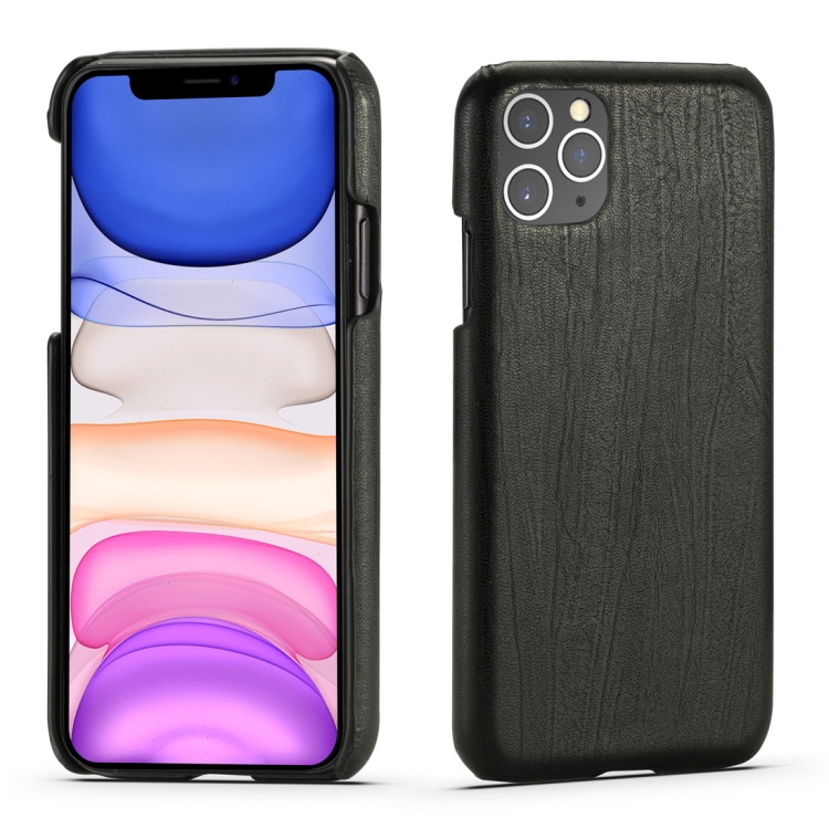 

For iPhone 11 Pro Retro Wood Texture PU + PC Protective Case(Black)