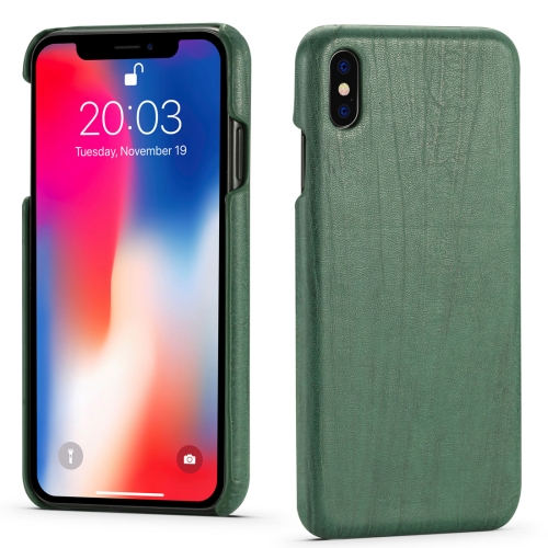 

For iPhone XS Max Retro Wood Texture PU + PC Protective Case(Green)