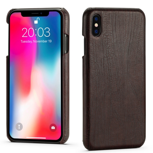 

For iPhone XR Retro Wood Texture PU + PC Protective Case(Coffee)